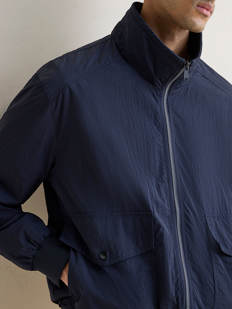 WES Casuals Navy Relaxed-Fit Cotton Jacket