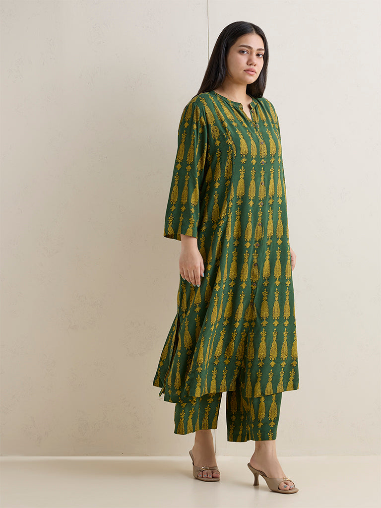 Diza Green Botanical Printed Palazzos