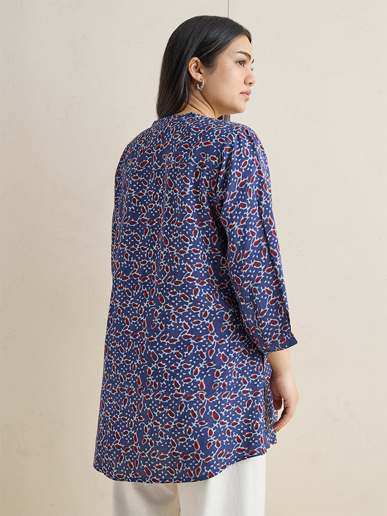 Diza Indigo Botanical Printed Tunic