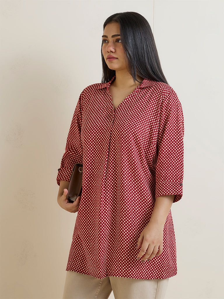 Diza Red Polka Dotted Tunic