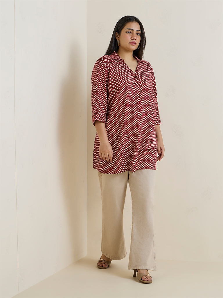 Diza Red Polka Dotted Tunic