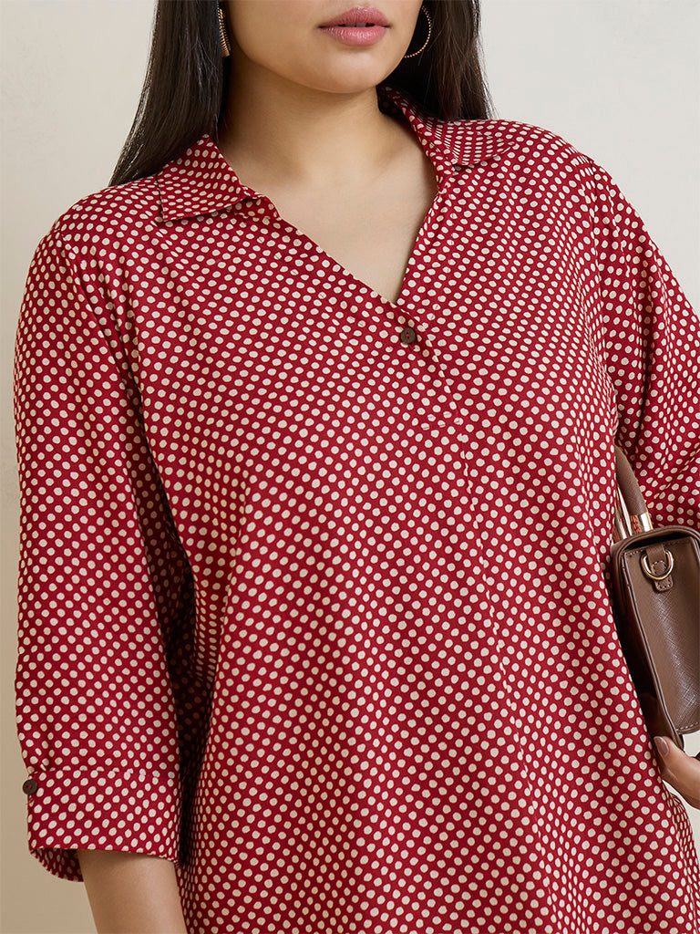 Diza Red Polka Dotted Tunic