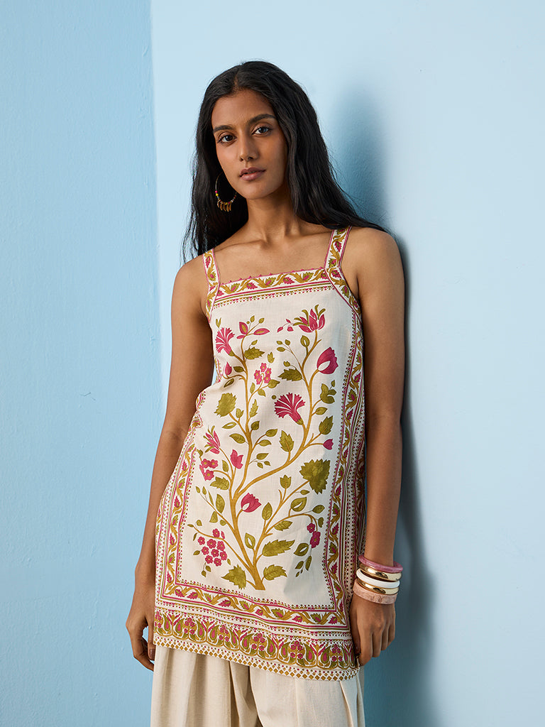 Utsa Multicolour Botanical Pattern Cotton Top