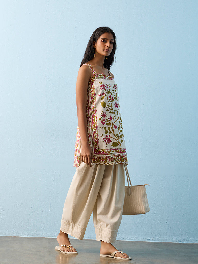 Utsa Multicolour Botanical Pattern Cotton Top
