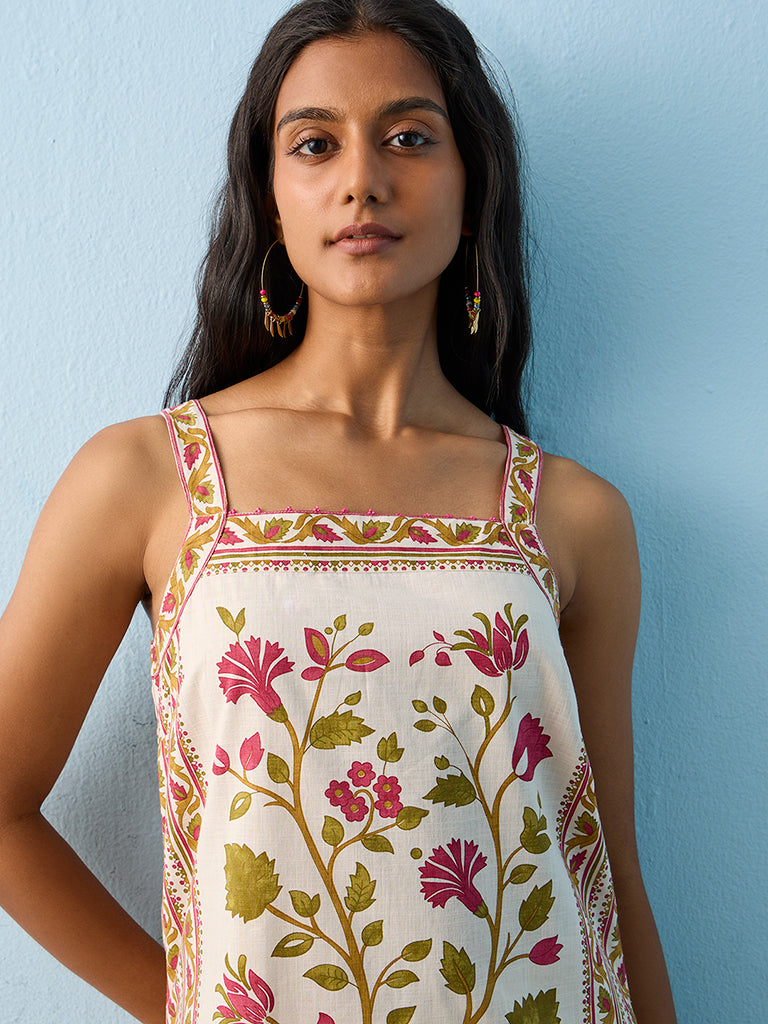Utsa Multicolour Botanical Pattern Cotton Top