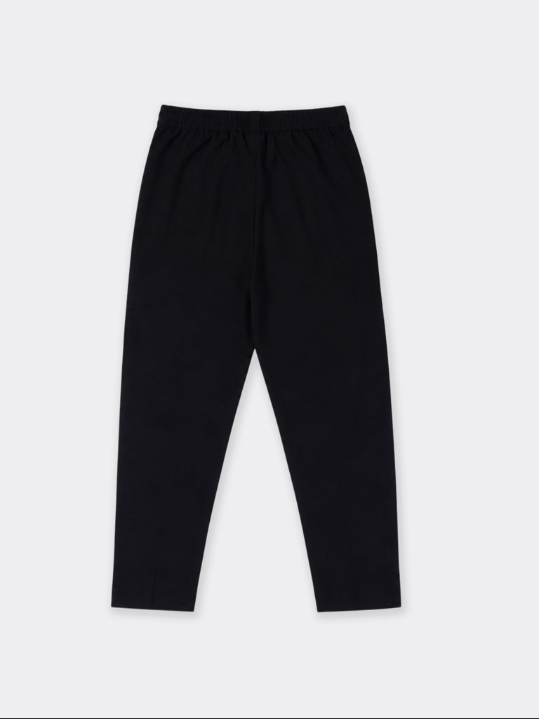 Utsa Black Solid Cotton-Blend Pants