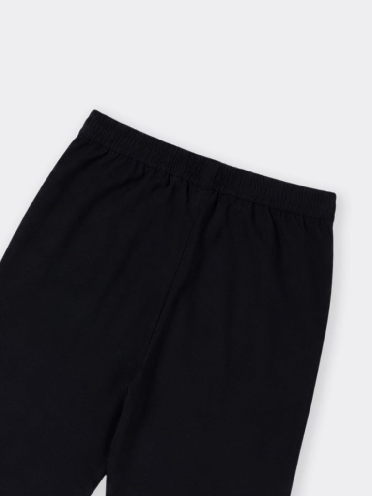 Utsa Black Solid Cotton-Blend Pants