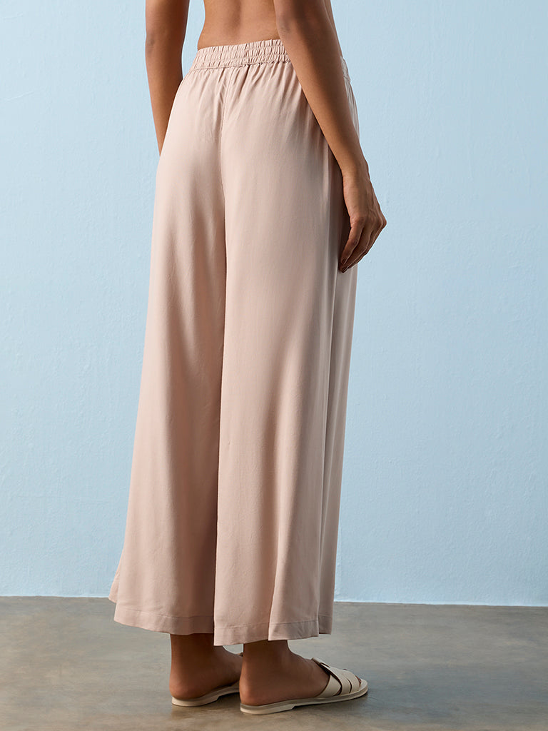 Utsa Taupe Solid Palazzos