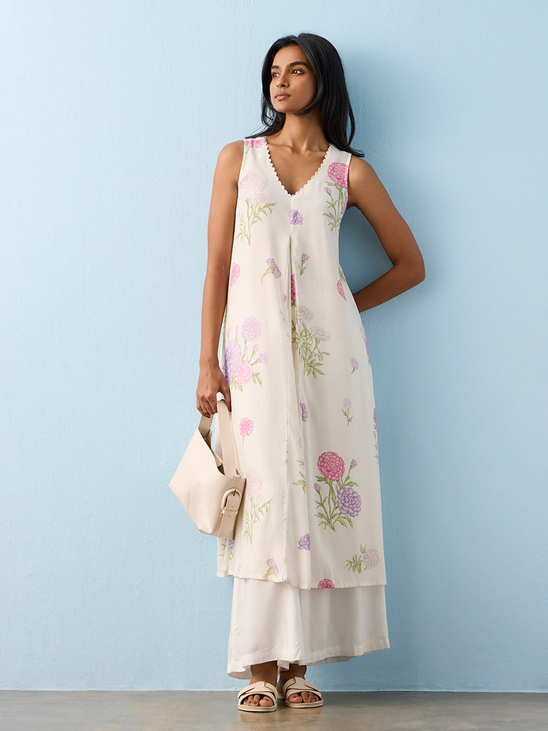 Utsa White Solid Palazzos