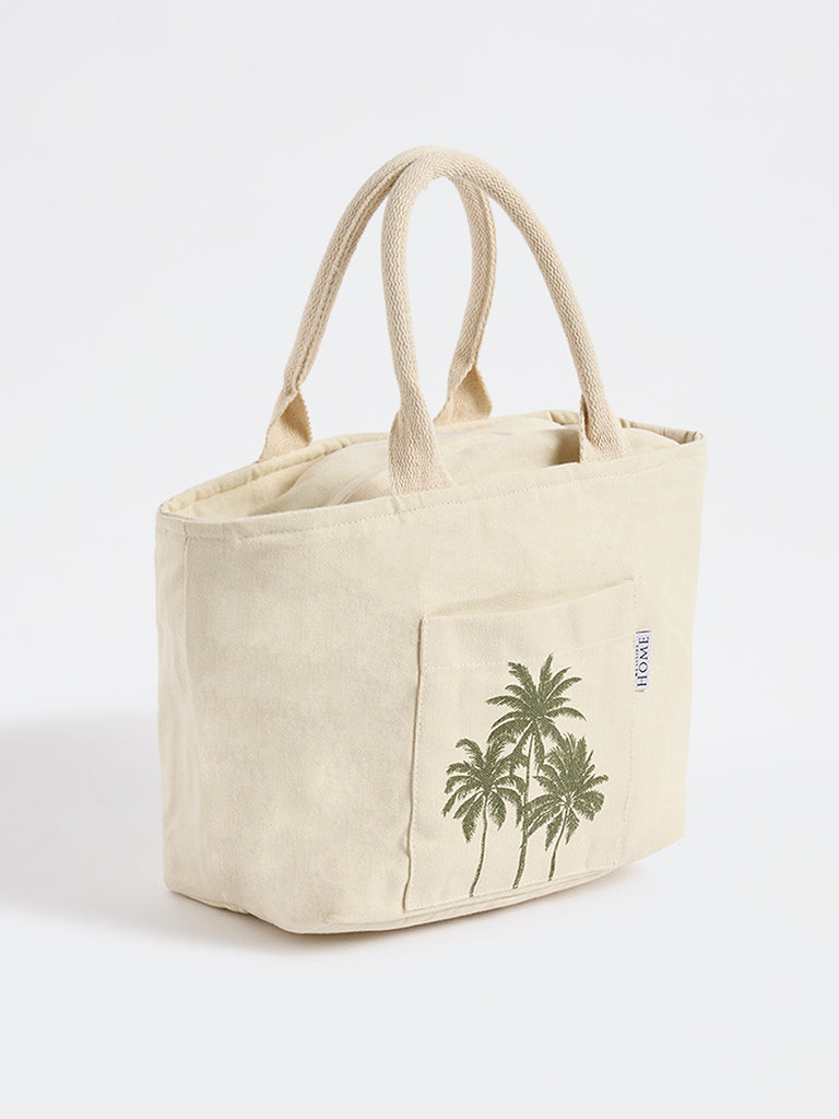 Westside Home Ivory Palm-Tree Printed Lunch Bag