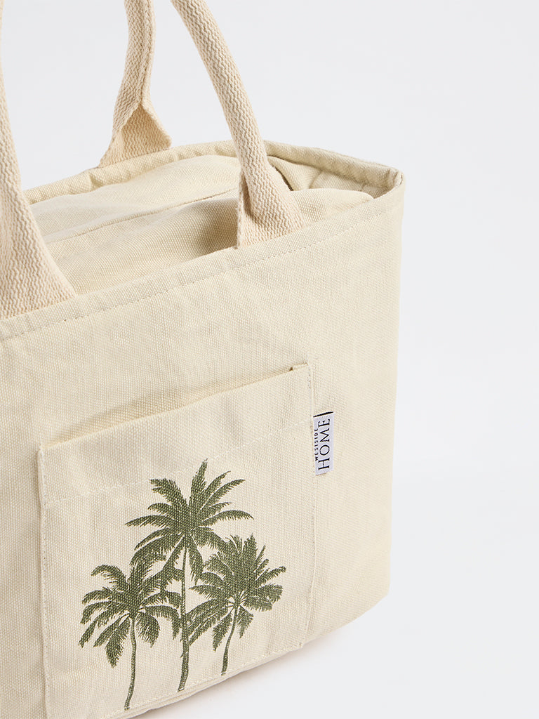 Westside Home Ivory Palm-Tree Printed Lunch Bag
