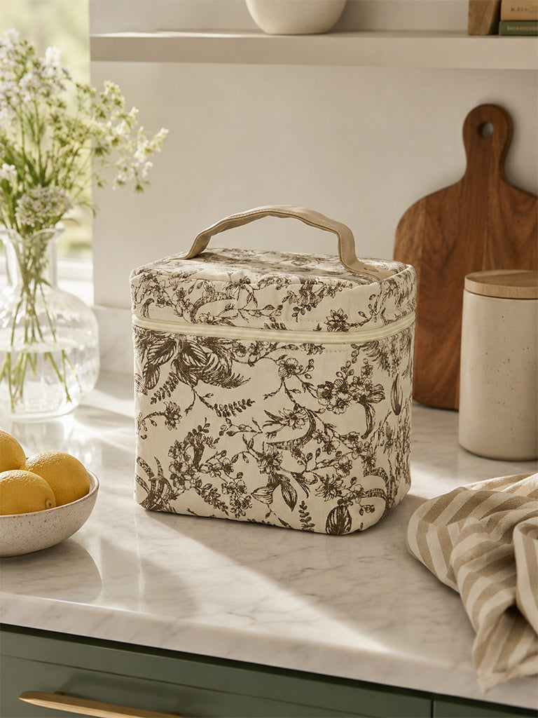 Westside Home Brown Botanical Printed Lunch Bag