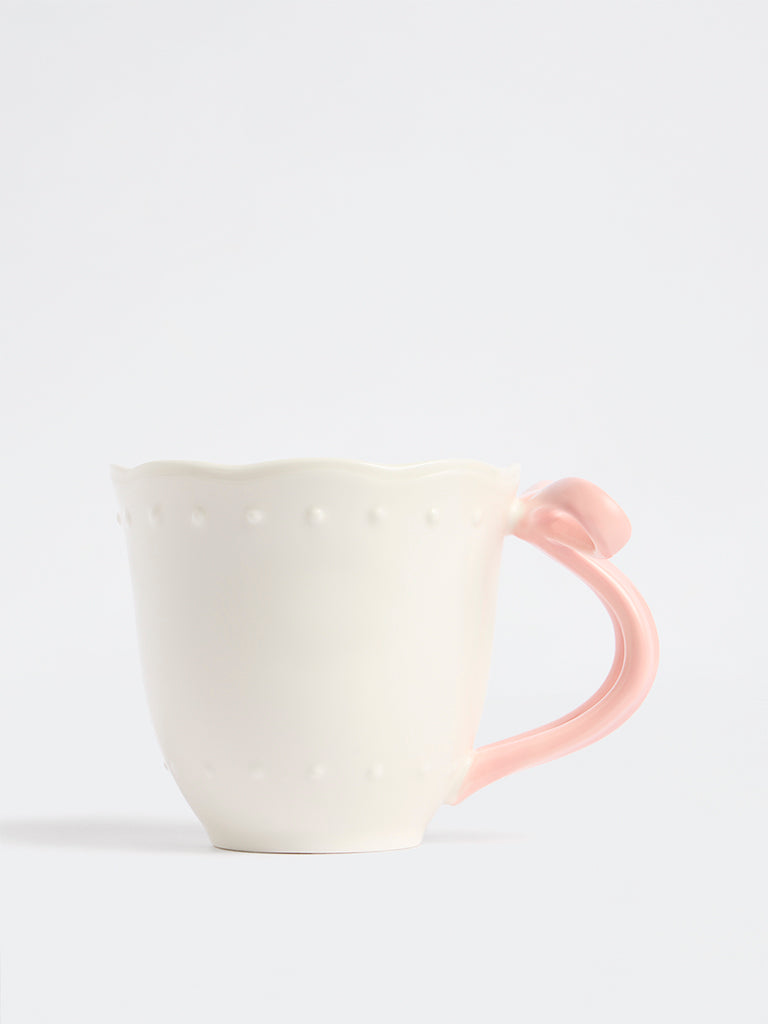 Westside Home White Ribbon Design Mug