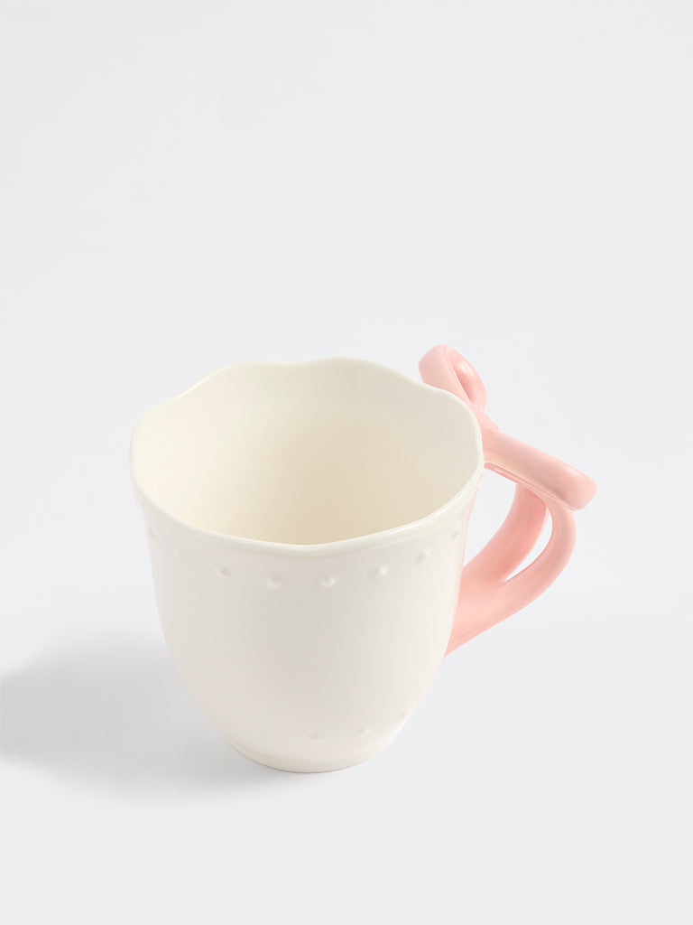 Westside Home White Ribbon Design Mug