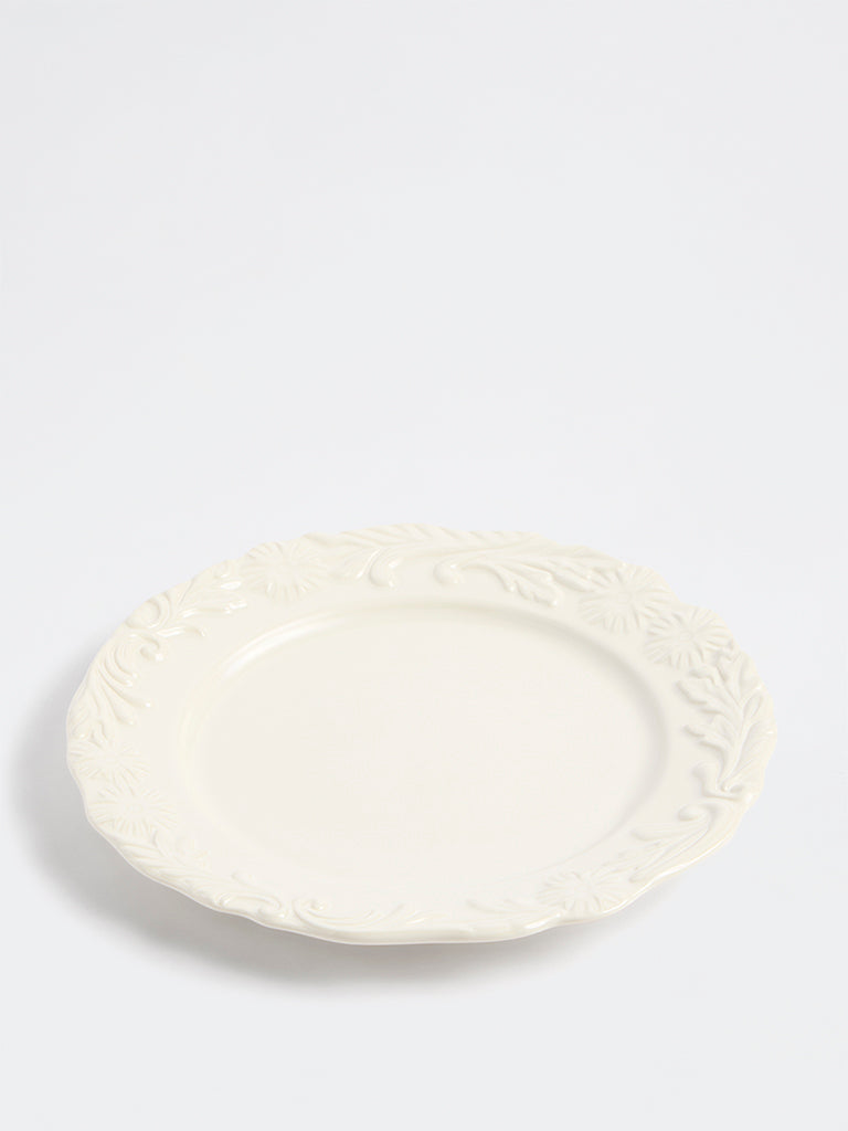 Westside Home Off-White Floral Design Dinner Plate
