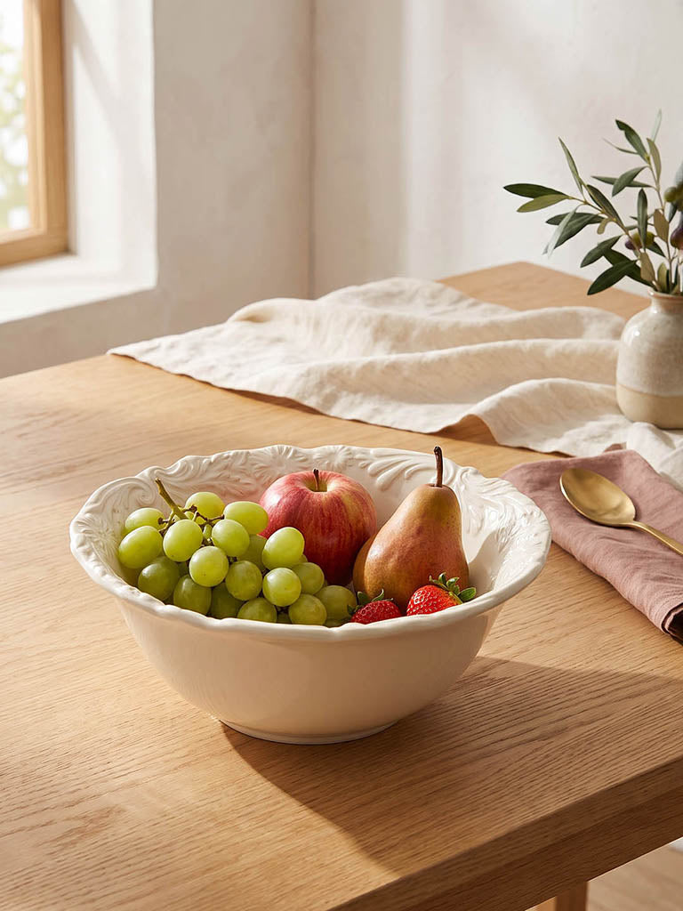Westside Home Off-White Floral Design Bowl