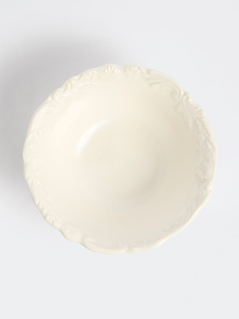 Westside Home Off-White Floral Design Large Bowl