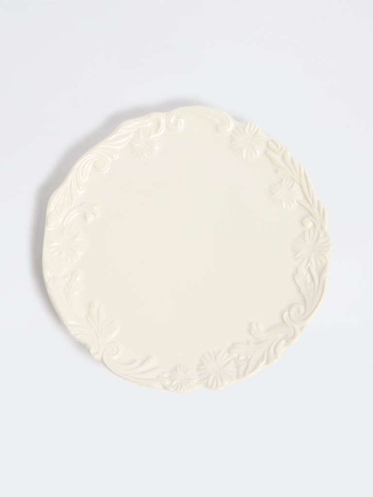 Westside Home Off-White Floral Design Side Plate