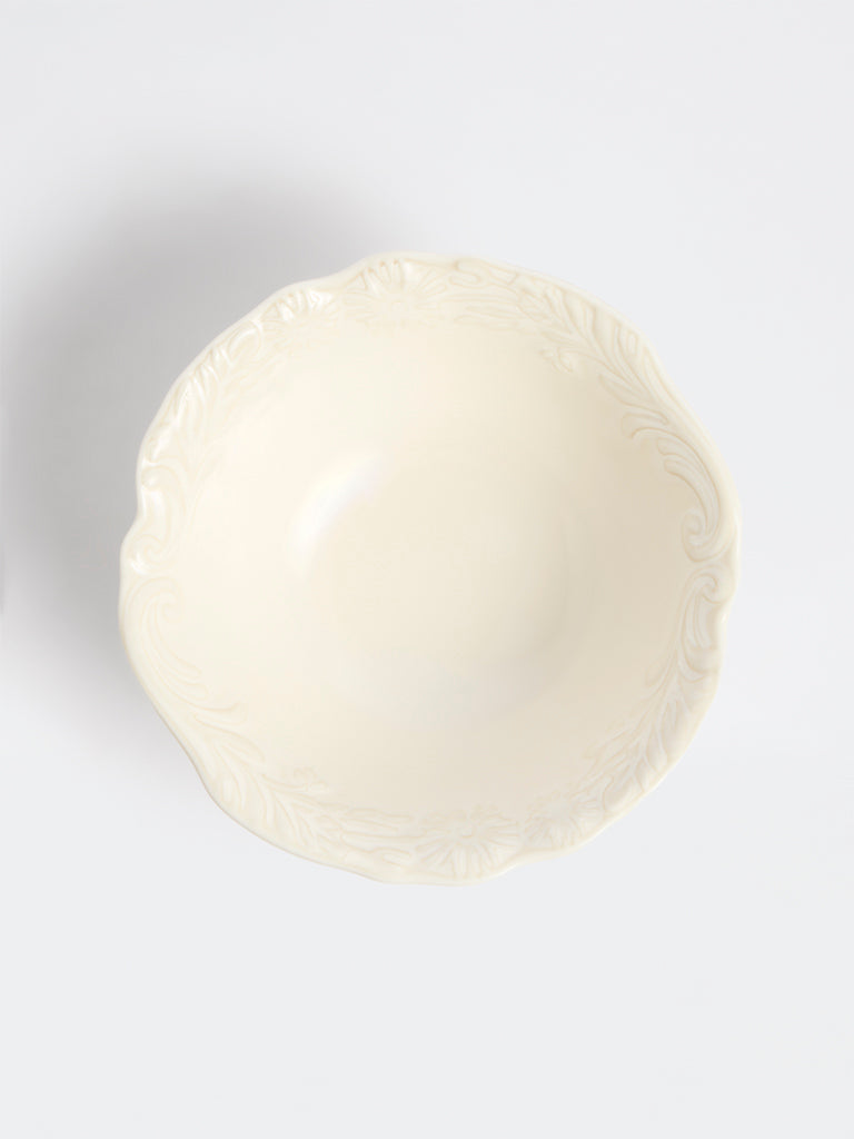 Westside Home Off-White Floral Design Small Bowl