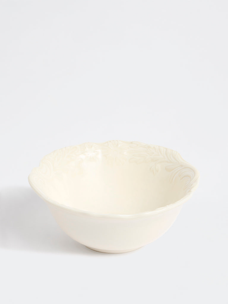 Westside Home Off-White Floral Design Small Bowl
