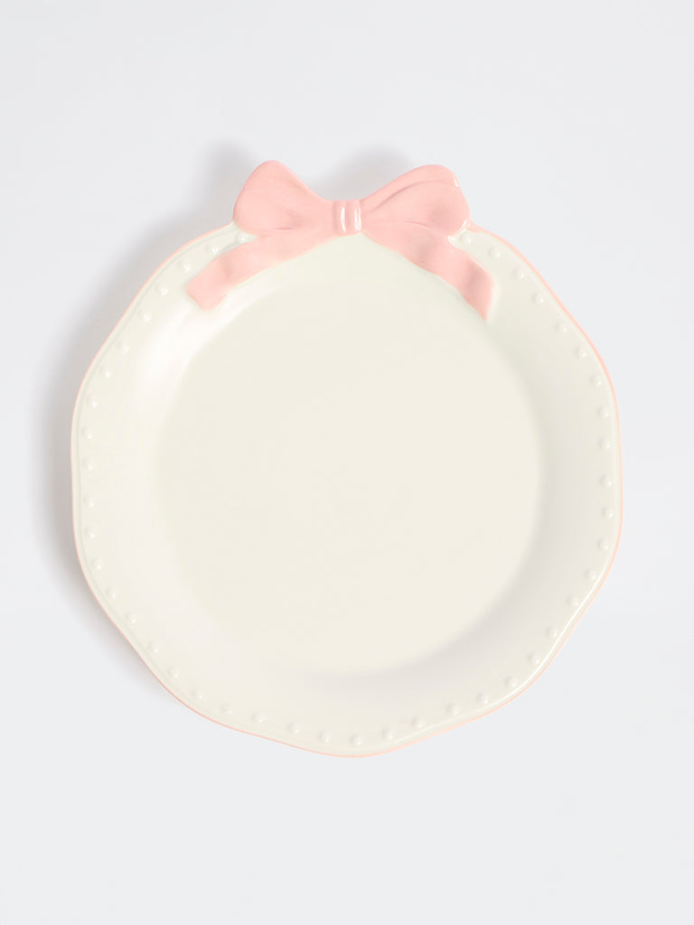 Westside Home White Bow Detailed Side Plate
