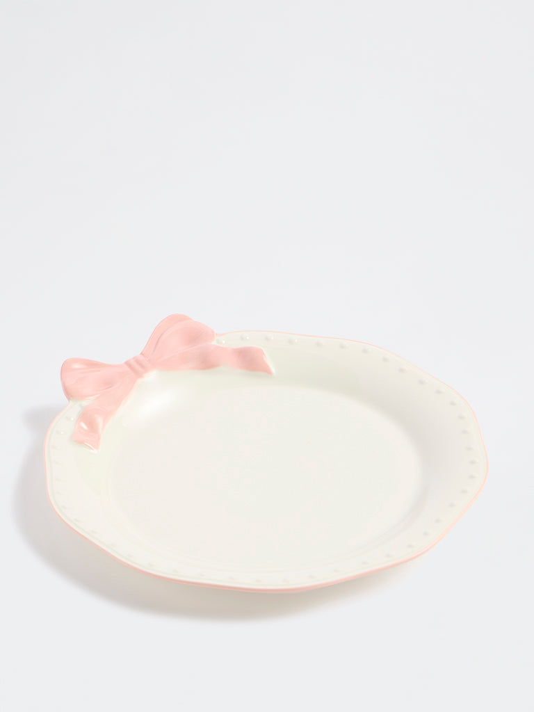 Westside Home White Bow Detailed Side Plate