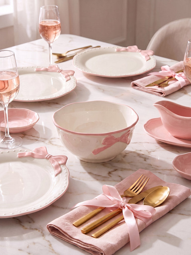 Westside Home White Bow Detailed Bowl