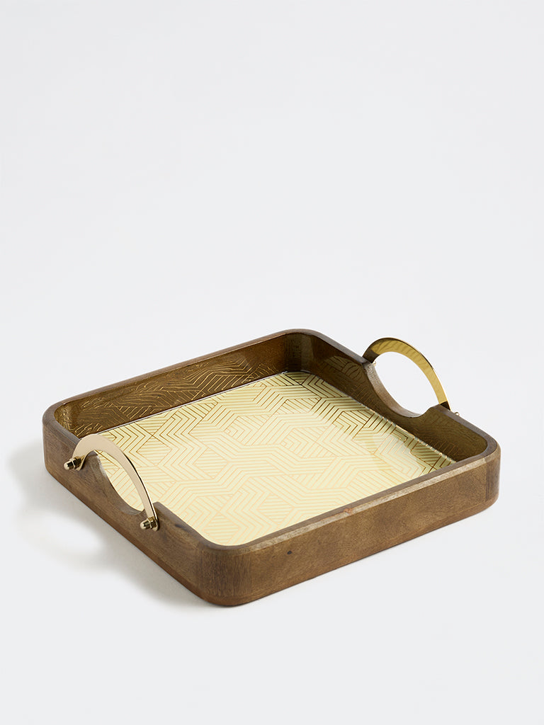 Westside Home Gold Geometric Pattern Wooden Tray