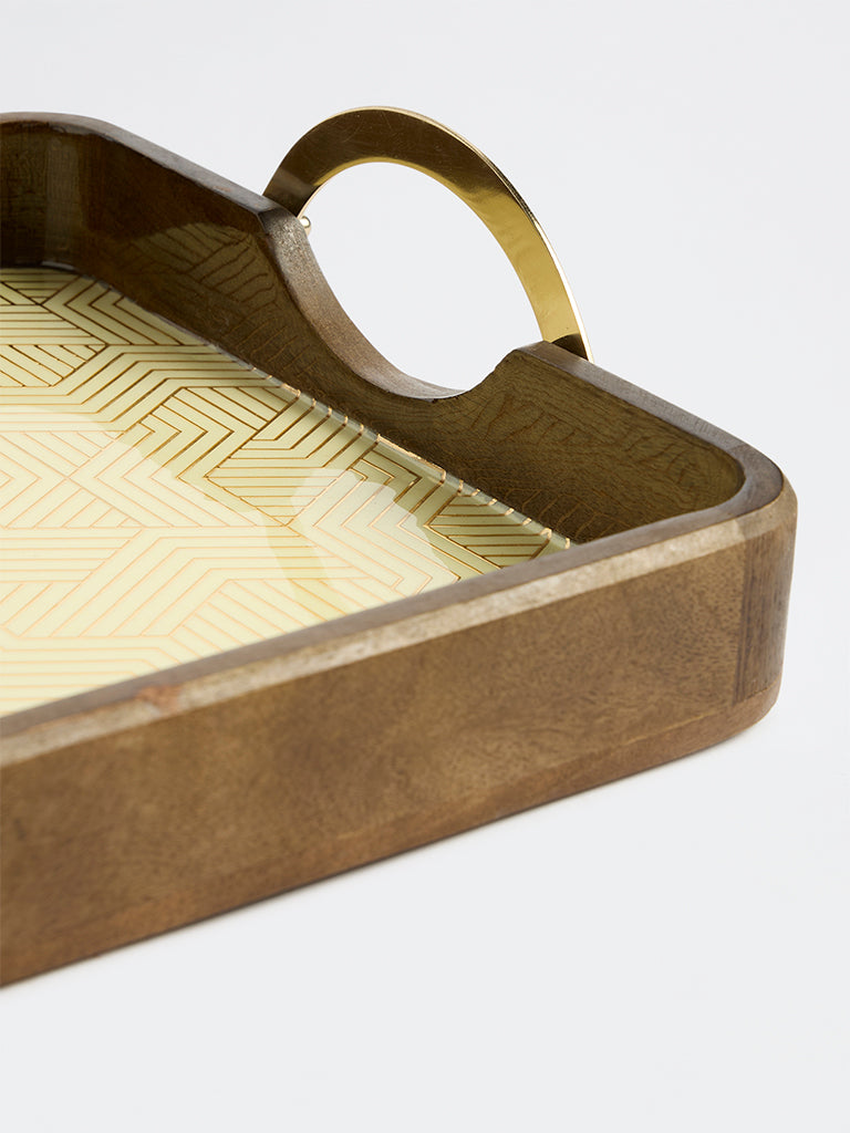 Westside Home Gold Geometric Pattern Wooden Tray