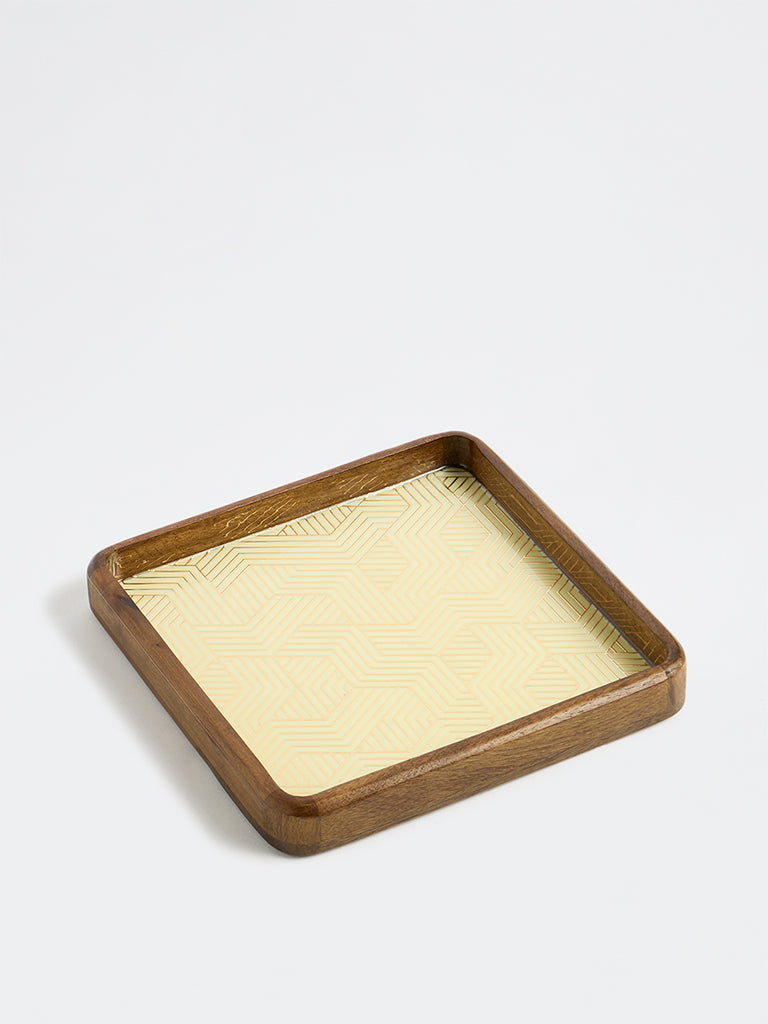 Westside Home Gold Geometric Pattern Wooden Tray