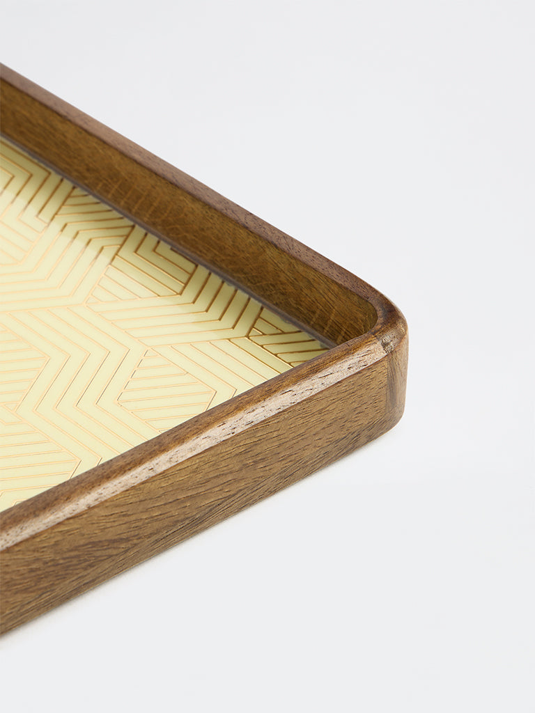 Westside Home Gold Geometric Pattern Wooden Tray