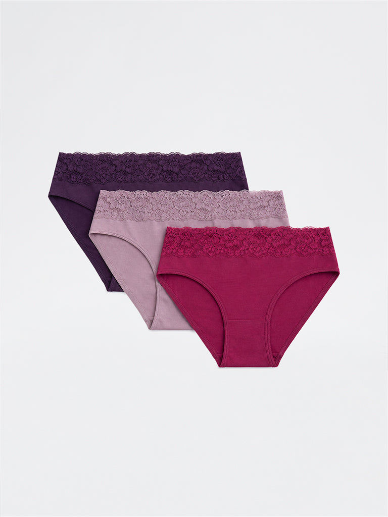 Wunderlove 3-Pack Hi-Leg Cotton-Blend Briefs
