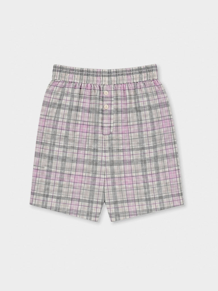 Superstar Grey Checkered High-Rise Cotton Shorts