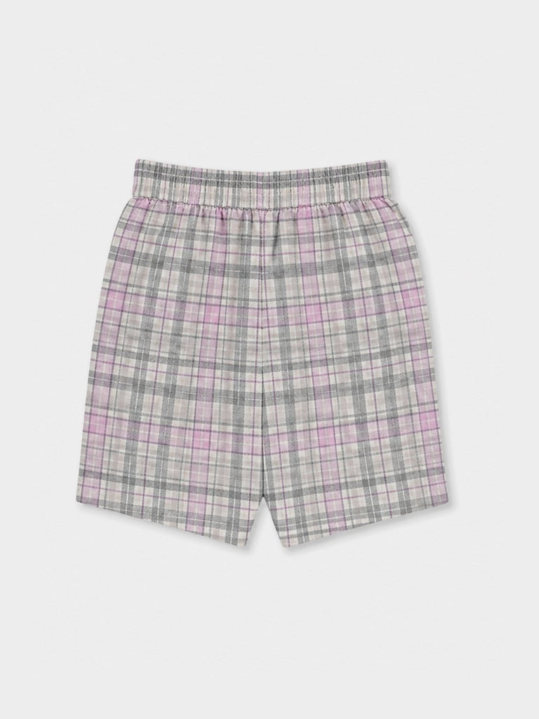 Superstar Grey Checkered High-Rise Cotton Shorts