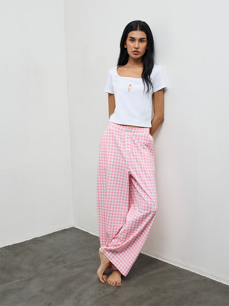 Superstar White Printed Cotton-Blend Top