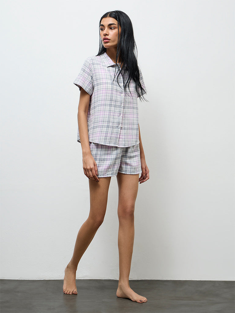 Superstar Grey Checkered Cotton Shirt