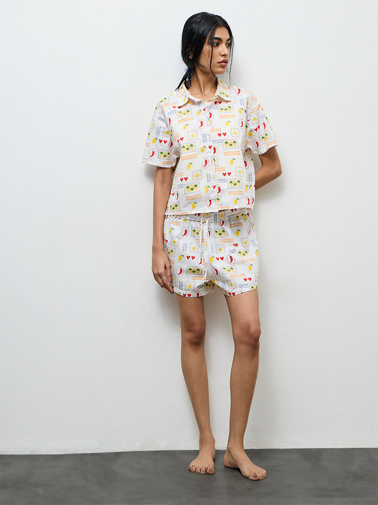 Superstar Ivory Printed Cotton Shirt