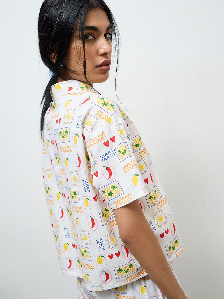 Superstar Ivory Printed Cotton Shirt