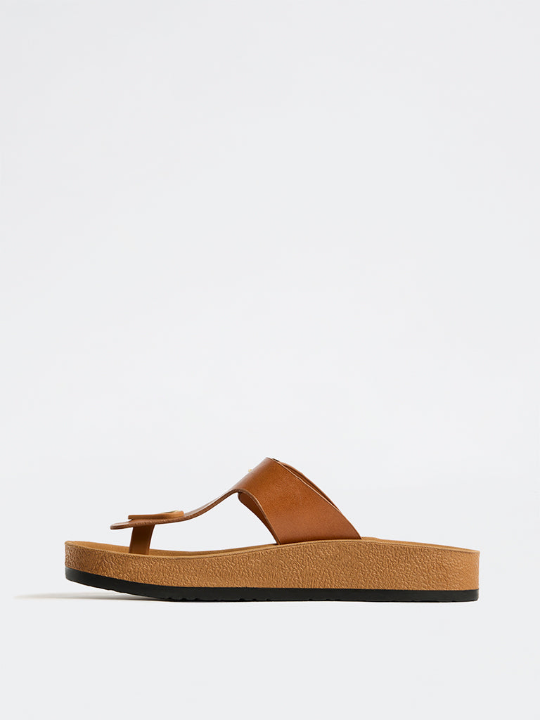 LUNA BLU Tan Thong-Strap Sandals