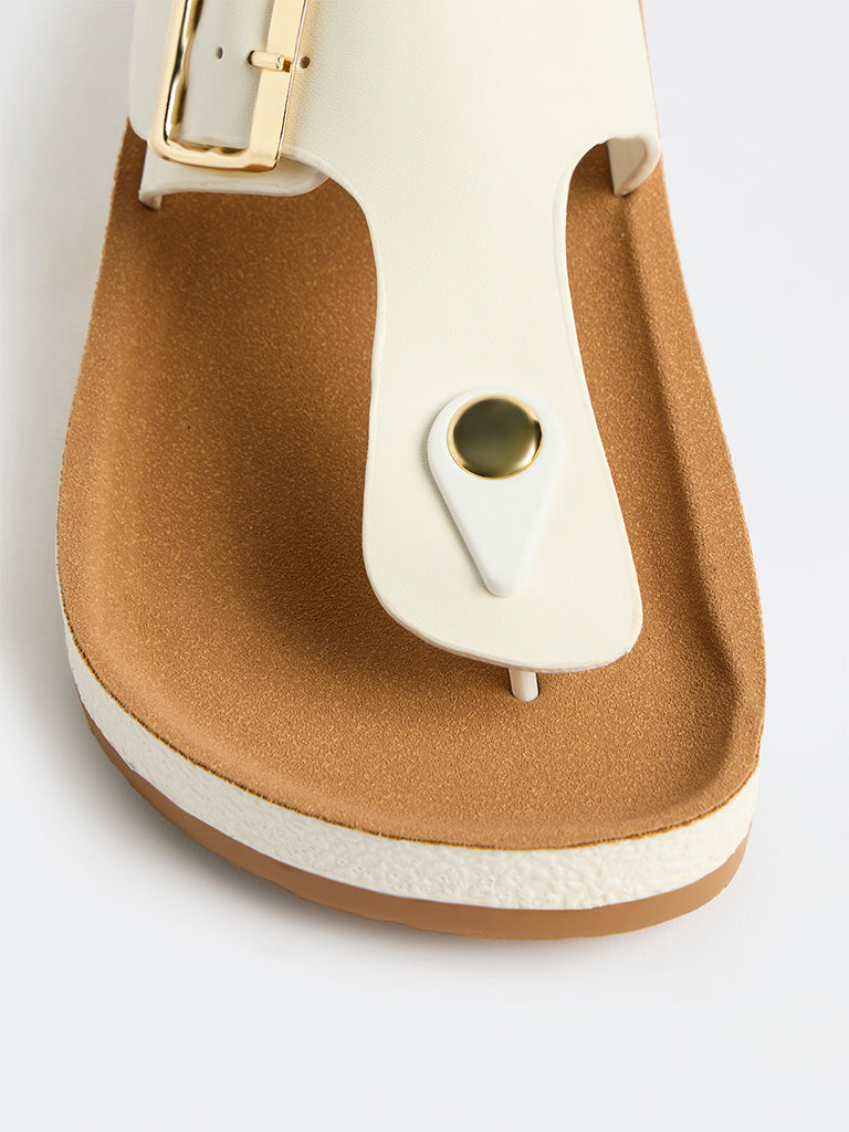 LUNA BLU White Thong-Strap Sandals