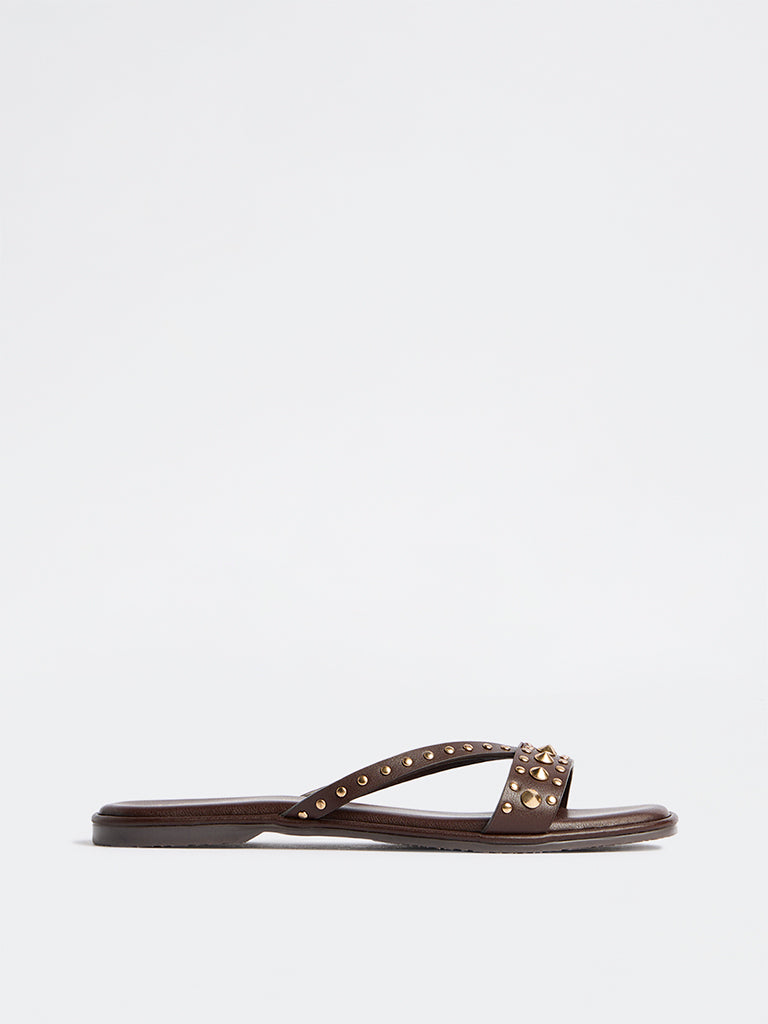 LUNA BLU Dark Brown Slides