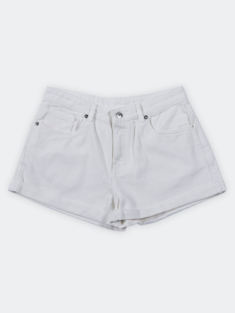 Nuon White High-Rise Denim Shorts