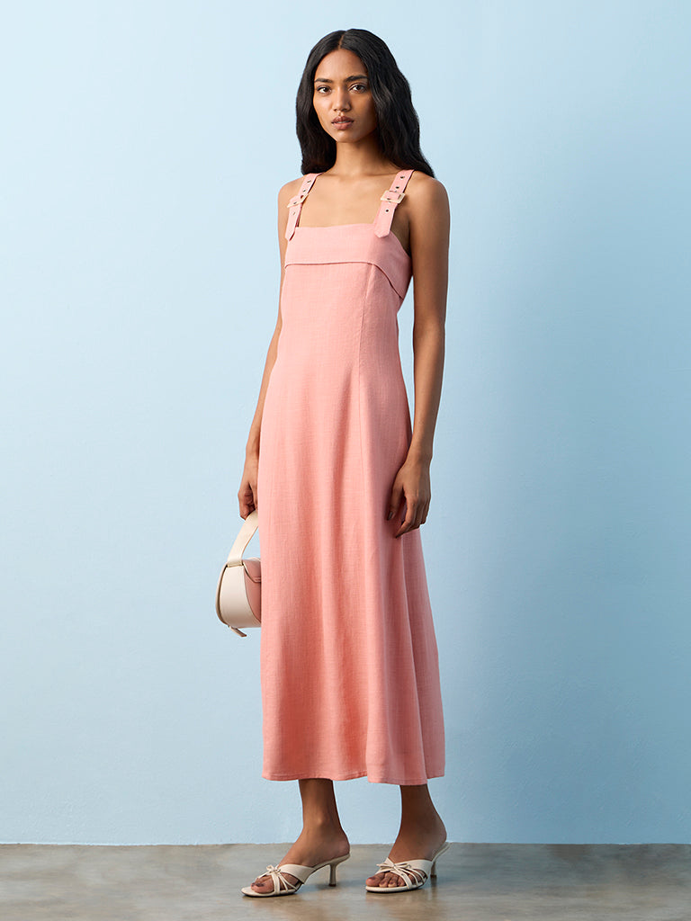 Buy LOV Dusty Pink Solid Linen-Blend A-Line Dress from Westside Buy LOV Dusty Pink Solid Linen-Blend A-Line Dress from Westside