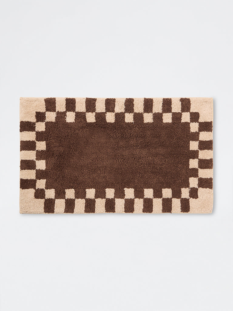 Westside Home Brown Checkered Bath Mat