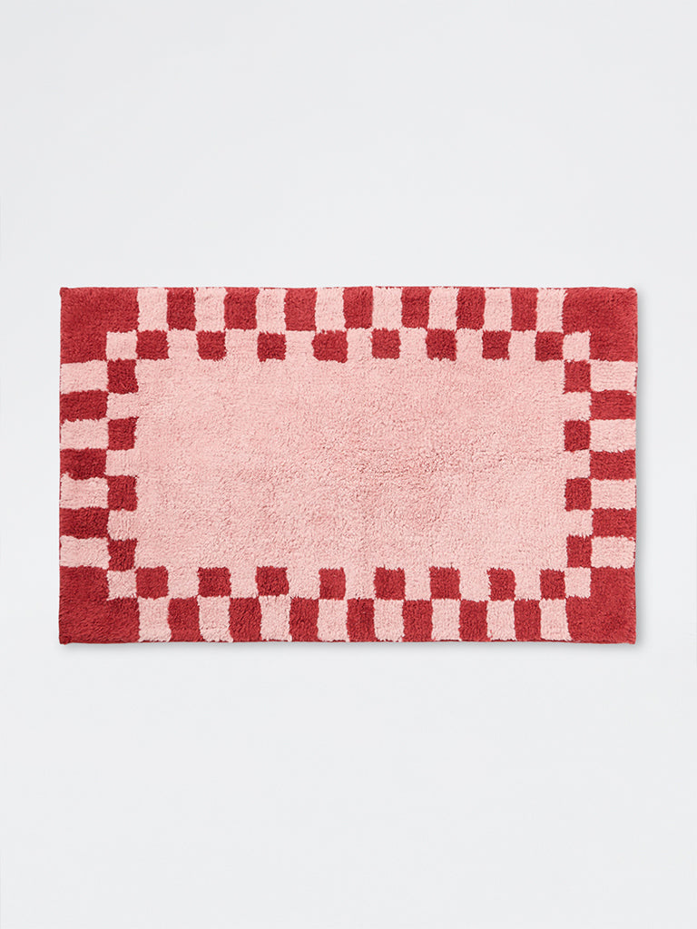 Westside Home Pink Checkered Bath Mat