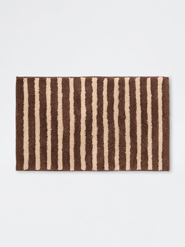 Westside Home Brown Striped Bath Mat