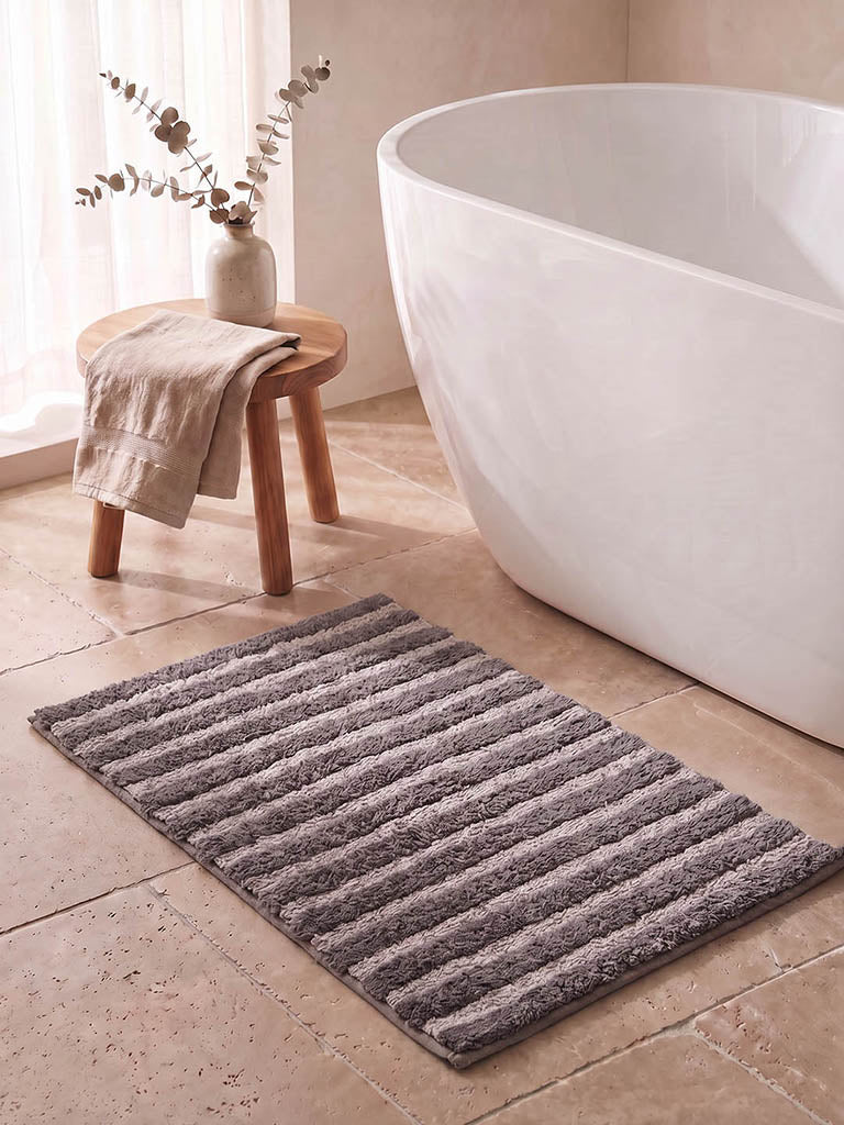Westside Home Charcoal Striped Bath Mat