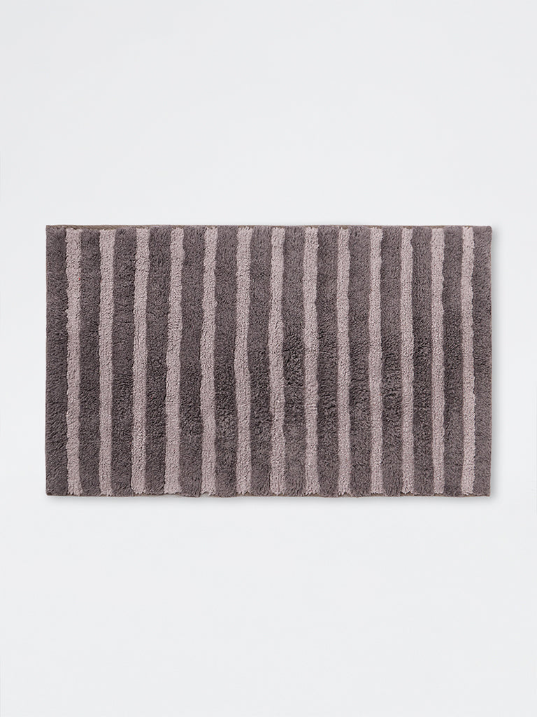 Westside Home Charcoal Striped Bath Mat