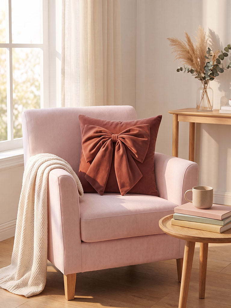 Westside Home Rust Bow Design Cushion Cover
