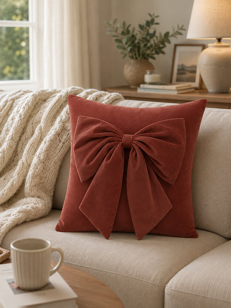 Westside Home Rust Bow Design Cushion Cover